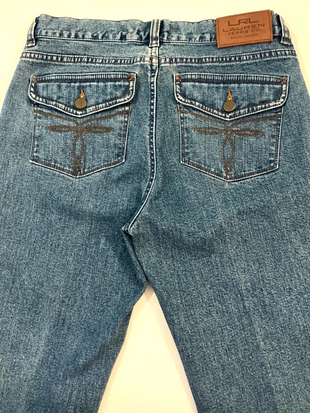 RALPH LAUREN JEANS, Women's RARE Mid-Rise Blue Wash Denim Jeans 1990s, Sz 2P EUC